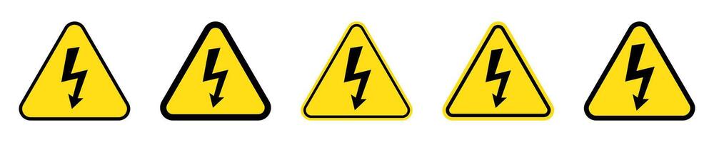 High voltage sign with lightning. vector