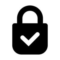 Lock icon, lock with tick, lock check mark, security icon. vector