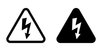 High voltage icon. Warning electricity symbol. Alert, hazard and danger, caution electrical icon. Triangle with lightning sign. vector