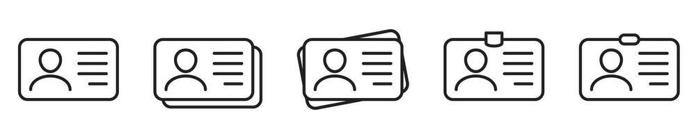 ID Card icon collection. Employee clerk card, driver license, Identification card, staff identification card symbol. Design for website and mobile app. vector