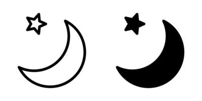 Crescent moon with stars icon on white background. Night icon. Crescent moon icon. Minimalist style. vector