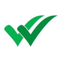 Double checking icon. Green double tick, check mark. Flat done sticker icon isolated on white. Accept button. Good for web and software interfaces. vector