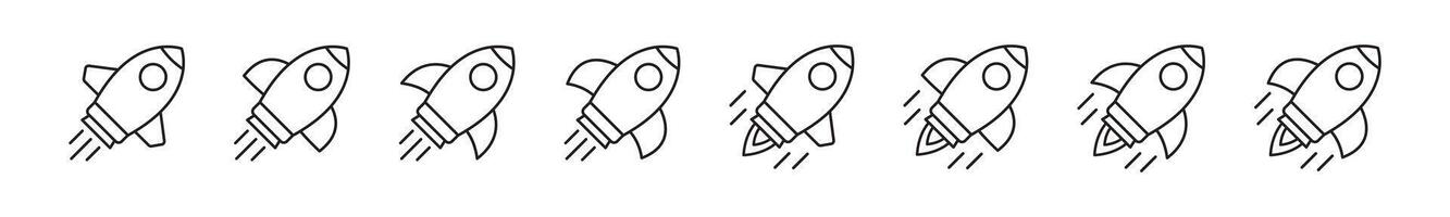 Rocket icon. Simple outline rocket sign. Rocket launched icon. vector