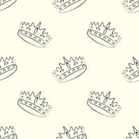 Hand drawn textured crown seamless pattern with brush or chalk. Trendy graffiti style. Modern print for textile, wrapping vector