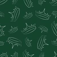 Hand drawn textured crown seamless pattern with brush or chalk. Trendy graffiti style. Modern print for textile, wrapping vector