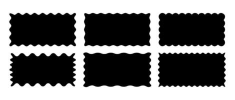 Set of rectangle shape frames with zigzag edge. Uneven zigzag rectangular shapes. Jagged rectangle. Isolated elements for design of text box, badge, banner vector
