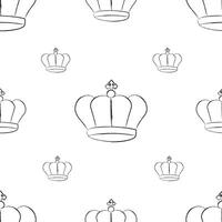 Hand drawn textured crown seamless pattern with brush or chalk. Trendy graffiti style. Modern print for textile, wrapping vector