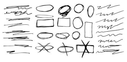 Scribbles and sketches, marker line set. Hand drawn abstract doodle pencil scratch mark for your design vector
