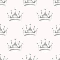 Hand drawn textured crown seamless pattern with brush or chalk. Trendy graffiti style. Modern print for textile, wrapping vector