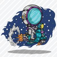 ASTRONAUT RIDING A FLYING CHOPPER vector