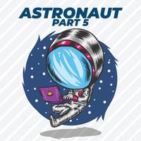 ASTRONAUT PLAYING WITH LAPTOP vector