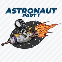 ASTRONAUT ON A SPACESHIP ROCKET vector