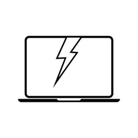Broken computer isolated icon illustration design. Broken computer icon. Broken laptop, screen illustration. Broken PC signal for mobile devices png