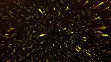 Cosmic stream with glowing lines. Motion. Beautiful cosmic stream of glowing meteors. Glowing flying rays in outer space video