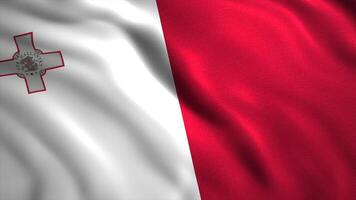 Background with waving flag of country. Motion. Beautiful 3d flag fluttering in wind. Animation with 3d flag of Malta video