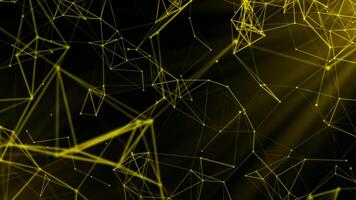 Yellow and gray background.Motion.Thin particles that are interconnected rotate in abstraction video