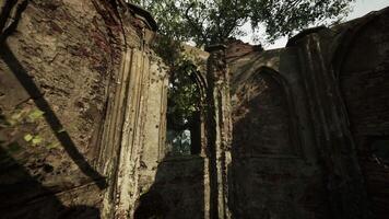 deteriorating monastery building in ruins, part of a gaming environment video