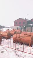 antarctic base set in a natural harbor in front of the Antarctic Peninsula video