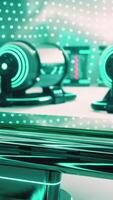 Shiny metal objects arranged on a laboratory table video