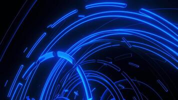Futuristic animation with stripe object and neon light. Design. Concept of time travel machine. video