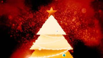 Winter theme for Christmas or New Year background with a silhouette of a tree. Motion. Close up of Xmas tree from particles on a sparkling background. video