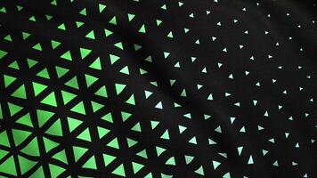 Black background.Motion.Bright green and red triangles of different sizes that are created in animation and oscillate on a black canvas. video