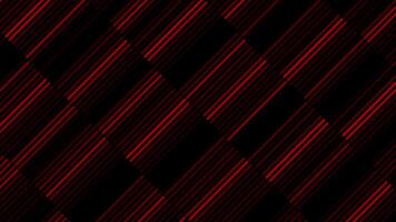 Wide diagonal stripes filled with narrow shimmering dark red lines on a black background, seamless loop. Motion. Effect of glitch or TV noise. video