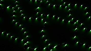 Futuristic technological pattern with neon dots moving along snake like bended trajectory. Design. Particles moving in the dark. video