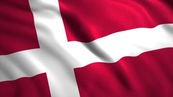 The bright red flag of Denmark.Motion.The national symbol of Denmark with a white cross made in computer graphics. video