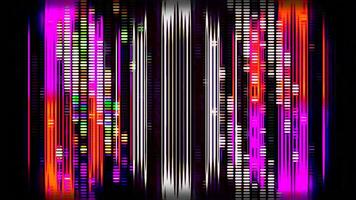 Animation with moving colorful lines in musical style. Motion. Vertical stripes move in musical style on black background. Electronic animation with lines and stripes video