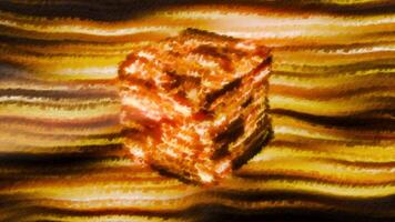 An extravagant cube artifact, mysterious Pandora's box. Motion. 3D glowing digital box surrounded by blinking lines. video