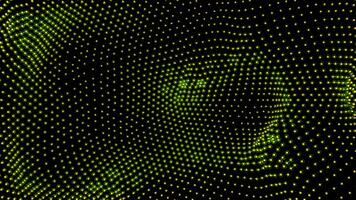 Dotted wavy surface with green glow. Design. Motion of shapes, green particles background. video