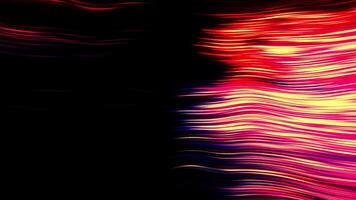 Bright stream of cyber stripes on black background. Motion. Computer generation of flashing bright stripes. Bright cyber stream with glitch flashing bands video
