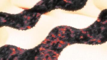 Abstract melted flowing lava in curving stripes. Design. Red extremely hot liquid magma texture, concept of nature. video