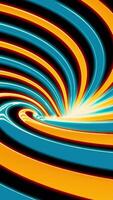 Abstract background with animated hypnotic hurricane of blue and orange stripes. Design. Rotating bending contrasting lines. video
