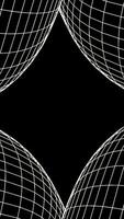 Abstract black rhombus with chequered fibers around on a black background, seamless loop. Design. Colored grid around figure silhouette. video