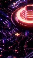 lindo 3d animação do a placa mãe com luz sinais. movimento. colorida o circuito borda com néon luzes e botões. video