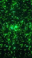 Bright background with curve and twinkling squares. Motion. Spatial bending of background with neon pixels. Cyber background with glowing squares video
