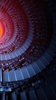 UFO Spaceship hovering in the sky. Design. Rotating turbines of an alien space craft with an energy source in the middle. video