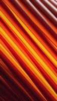 Orange and red spinning 3D tube covered by twisting glowing lines, seamless loop. Motion. Diagonal colorful stripes flowing slowly behind rotating big tube. video