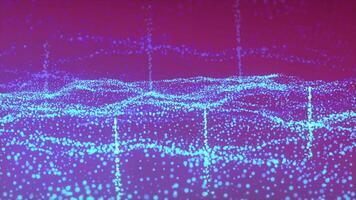 raggiante particelle nel ondulato flusso. movimento. bellissimo raggiante particelle nel magico flusso. magico ruscello di raggiante particelle e stelle video