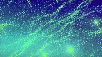 Green shiny comets flying with beautiful tails. Motion. Flying tiny blurred particles cloud. video