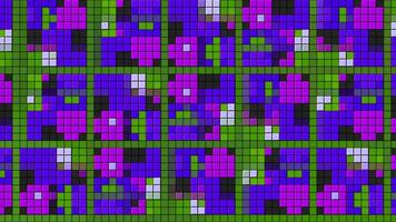 Retro pattern background with a design of construction game. Motion. Colorful rows of small squares creating geometric shapes. video