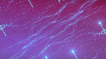 Glowing particles in wavy stream. Motion. Beautiful glowing particles in magical stream. Magical stream of glowing particles and stars video