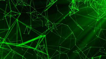 Green and bright blue background. Motion .Various interesting little molecules connected to each other in abstraction that fly . video