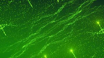 Massive cloud of tiny glowing particles forming an endless field of shining stars. Motion. Breathtaking green animation with space dust. video