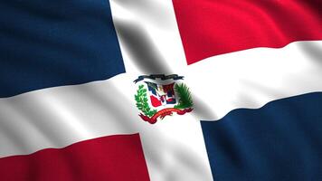 Dominican Republic Flag rippled background, seamless loop. Motion. Flag of the Dominican Republic waving in the wind. video