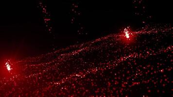 Time stream with luminous particles. Motion. Bright particles in stream moving in waves. Stream of energy and magic with glowing particles. Rewind video
