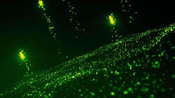 Time stream with luminous particles. Motion. Bright particles in stream moving in waves. Stream of energy and magic with glowing particles. Rewind video