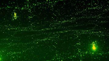 Blue and green background.Motion.Bright shiny white particles in animation that fly in different directions. video
